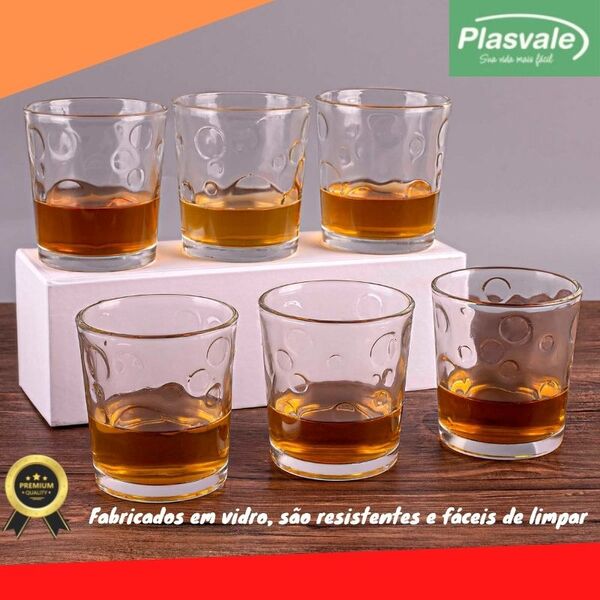 Jogo 6 Copos Baixo De Vidro Com Textura 240ml - Plasvale