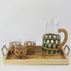 Jogo 6 Copos Baixos Com Rattan Treliça Palha Natural (240ml)