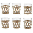 Jogo 6 Copos Baixos Com Rattan Treliça Palha Natural (240ml)
