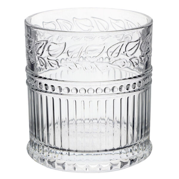 Jogo 6 Copos Baixos De Vidro Com Folhas 320ml Água / Suco