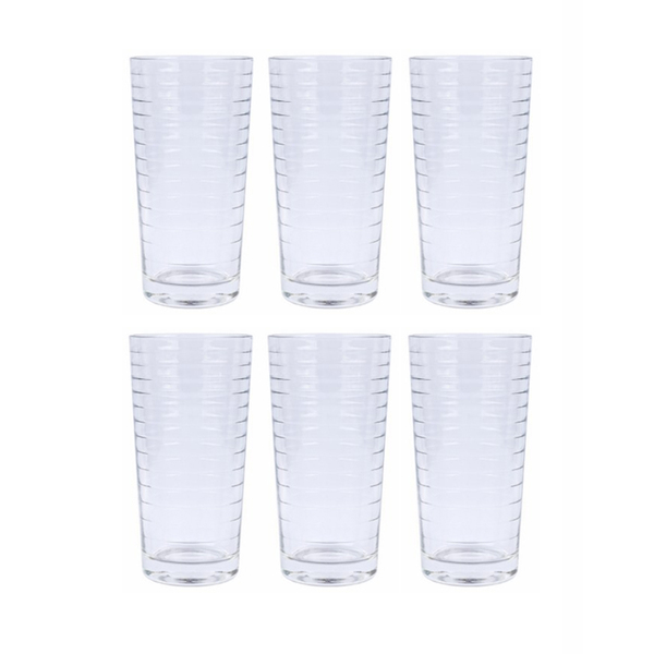 Jogo 6 Copos De Vidro Tower Listras 250ml Class Home