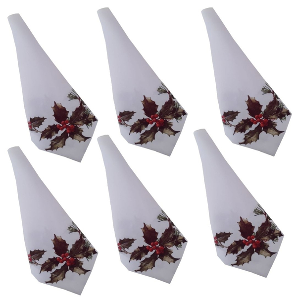 Jogo 6 Guardanapo Tecido Estampado 45x45 Flor De Natal Premium