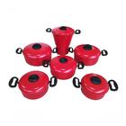 Jogo 6 Panelas De Aluminio Vermelhas Com Cuscuzeira Extang