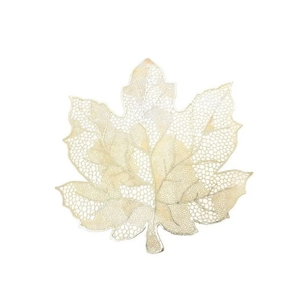 Jogo 6 Pç Lugar Americano Folha 45cm Pvc Dourado Yazi 20869