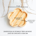 Jogo 6 Pires Floral Em Madeira Para Xícaras De Chá Café