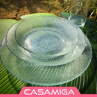 Jogo 6 Pratos Raso Vidro Transparente Acquamarine 22,4cm