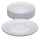 Jogo 6 Pratos Raso Vidro Transparente Acquamarine 22,4cm