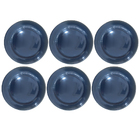 Jogo 6 Pratos Sobremesa Cerâmica Azul 18cm Class Home
