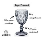 Jogo 6 Taças Diamond Vidro Diamante Negro Fumê 340ml - Vivafl