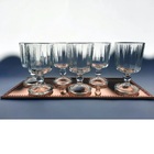 Jogo 6 Taças Vidro Transparente Egyptian Canelada Licor 50ml