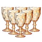 Jogo 6 Taças Vinho E Água Vidro Diamond Âmbar Luxo 340ml - Vi