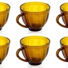 Jogo 6 Xícaras Café Paris Vidro Ambar Temperado 200 Ml Resist