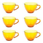 Jogo 6 Xícaras Café Vidro Ambar Temperado 200 Ml Resistente C