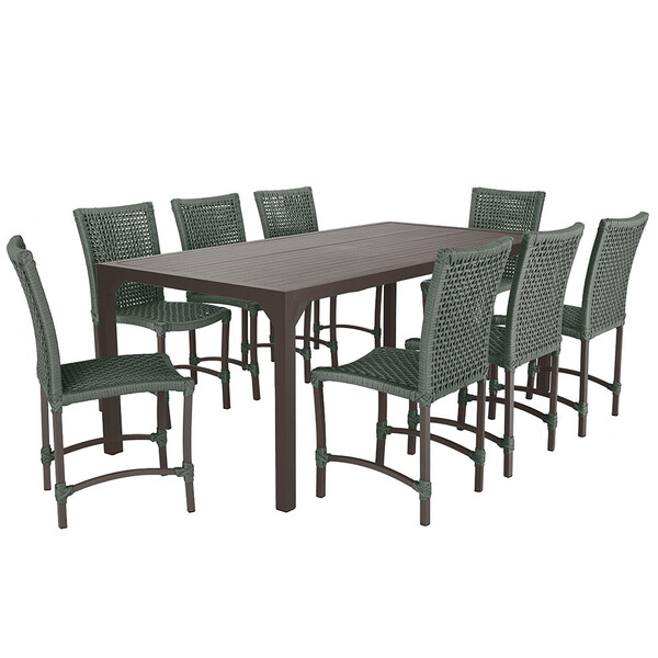 Jogo 8 Cadeiras Cannes Corda Náutica E Mesa Retangular Ripada