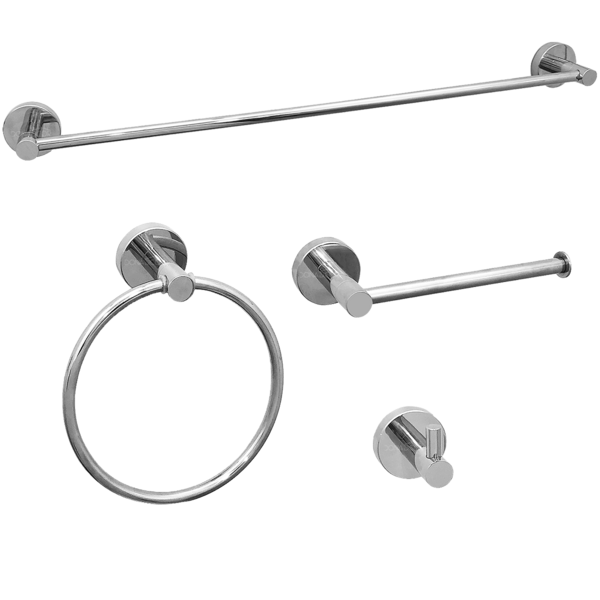 Jogo Acessorios Cromado Kit Banheiro Aço Inox 4 Peças Papelei
