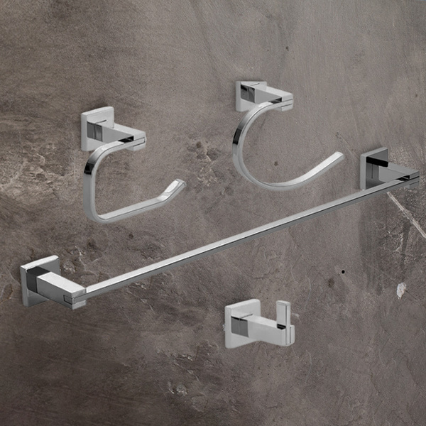 Jogo Acessórios De Banheiro Suporte De Toalhas E Papeleira Em