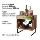 Jogo Adega Para 6 Garrafas E Kit Mesa Lateral Conjunto 2 Unid