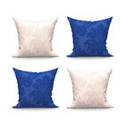 Jogo Almofada Azul E Bege Grande Jacquard 60cm X 60cm Com Zíp