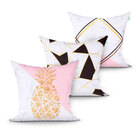 Jogo Almofada Branca Para Quarto Decorativa Abacaxi Estampada