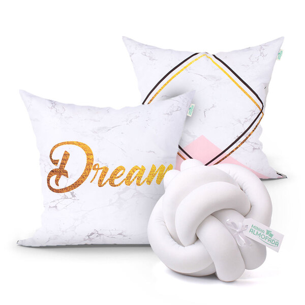 Jogo Almofada Branca Para Quarto Dream Estampada 2 Unidades 4