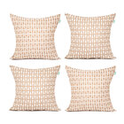 Jogo Almofada De Linho Cáqui Geométrica 45cm X 45cm Com Enchi