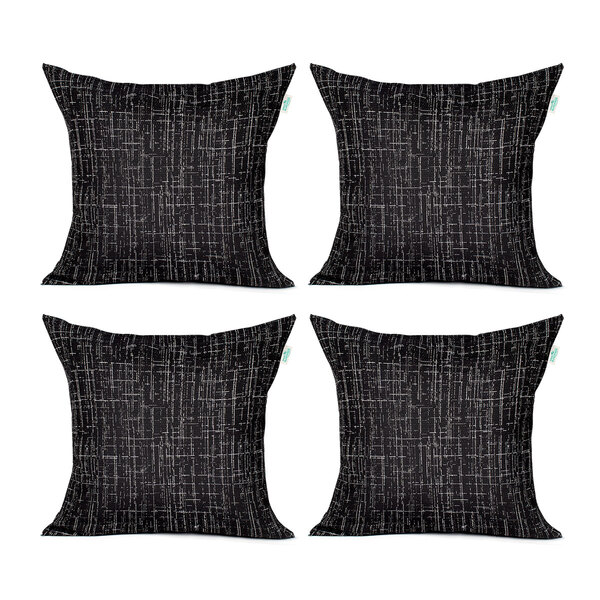 Jogo Almofada De Linho Preta Lisa 45cm X 45cm Com Enchimento