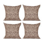 Jogo Almofada De Linho Tabaco Geométrica 45cm X 45cm Com Ench