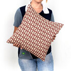 Jogo Almofada De Linho Vermelha Geométrica 45cm X 45cm Com En