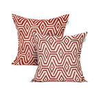 Jogo Almofada De Linho Vermelha Geométrica 45cm X 45cm Com En