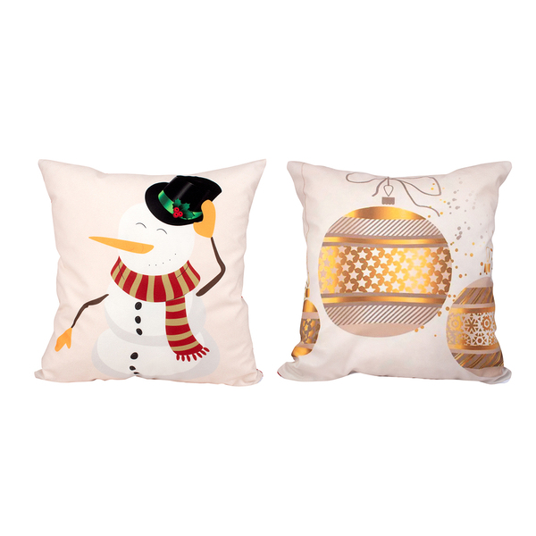 Jogo Almofada De Natal Estampada Suede 2 Unidades 40cm X 40cm