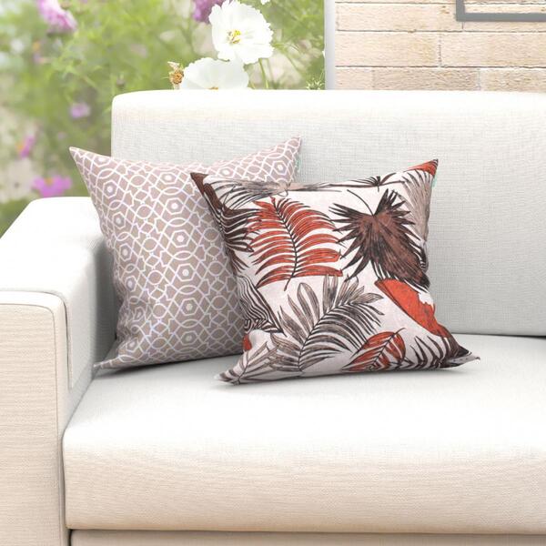 Jogo Almofada Decoração Estampada Bege 2 Unidades 45cm X 45cm