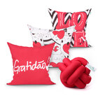 Jogo Almofada Decorativa 3 Unidades Estampada Vermelha 45cm X