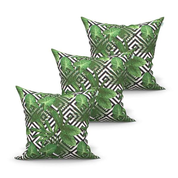 Jogo Almofada Decorativa Verde Estampada Kit 3 Unidades 60cm