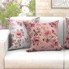 Jogo Almofada Floral Rosa E Areia Floral Grande 60cm X 60cm T