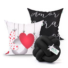 Jogo Almofada Love Preta Estampada 2 Unidades 45cm X 45cm Com