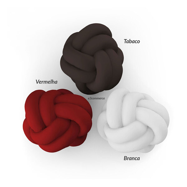 Jogo Almofada Nó Tabaco, Vermelho E Branco 3 Unidades