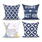 Jogo Almofada Para Quarto Azul Marinho Estampada 4 Unidades 4