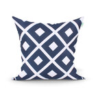 Jogo Almofada Para Sala Estampada Azul + Nó Escandinavo Branco