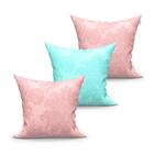 Jogo Almofada Para Sala Rosê E Azul 3 Unidades 45cm X 45cm Co