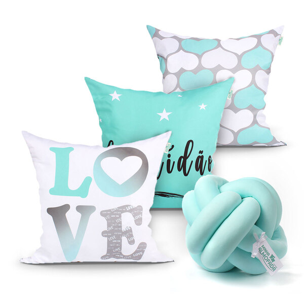Jogo Almofada Tiffany Para Quarto 3 Unidades 45cm X 45cm Com