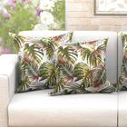 Jogo Almofada Verde Folhas Estampada Grandes 60cm X 60cm 4 Un