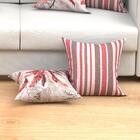 Jogo Almofada Vermelha Listada + Estampada 2 Unidades Com Ref