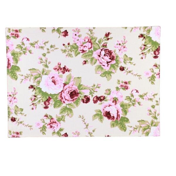 Jogo Americano 2 Peças Algodão Rosa E Fores 45x33cm