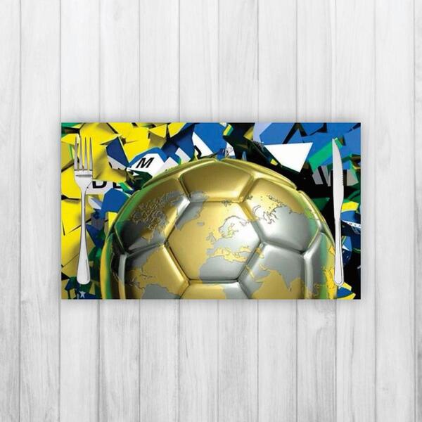 Jogo Americano 2 Un Retangular Neoprene Bola Futebol Brasil