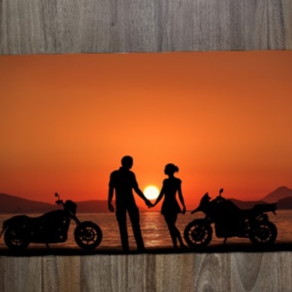 Jogo Americano 2 Unidades  Motos No Por Do Sol Na Estrada