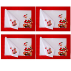 Jogo Americano 4 Peças + Guardanapo Papai Noel  Em Tecido