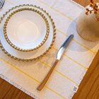 Jogo Americano 4 Peças Beatriz Casa De Core Cru Com Listras A