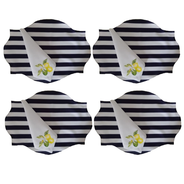 Jogo Americano 4 Peças Com Guardanapo Mesa Posta De Limão