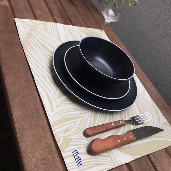 Jogo Americano 4 Peças Folhagem Bege 50x35 - Paloma Home