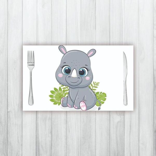 Jogo Americano 4 Un Retangular Neoprene Rinoceronte